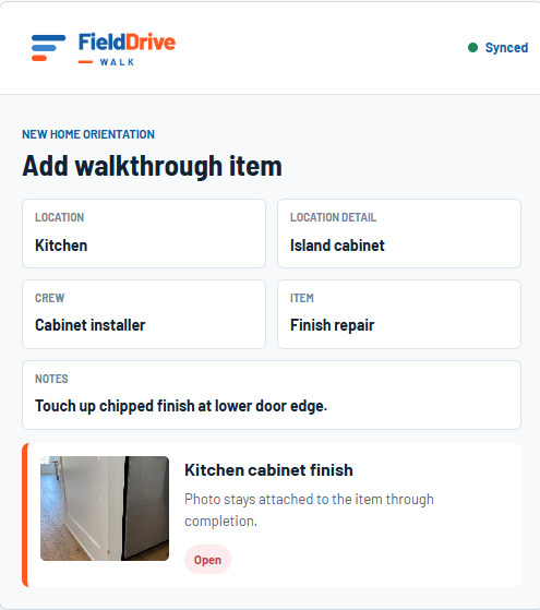 Add walkthrough item in FieldDrive Walk