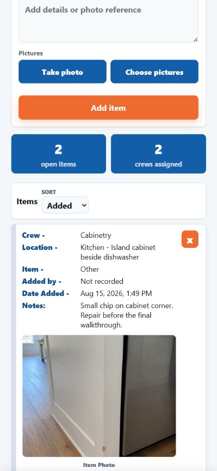 Agent Punch item showing a fictional chipped kitchen cabinet with its walkthrough photo
